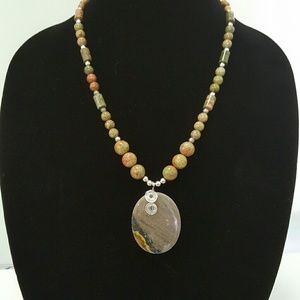 Genuine unakite gemstone necklace